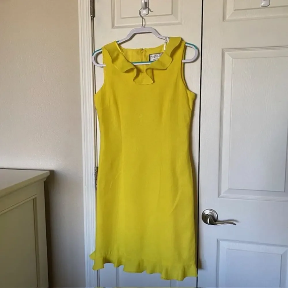 Mary‎ McFadden Collection Linen Blend Dress Sleeveless Yellow Lined Women's 6